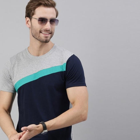 Multicolour Colourblocked Crew Neck Tshirt