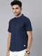 Navy Blue Printed Short Sleeves Shirt