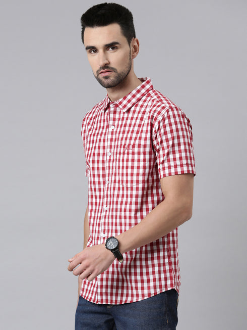 Red Checks Short Sleeves Shirt