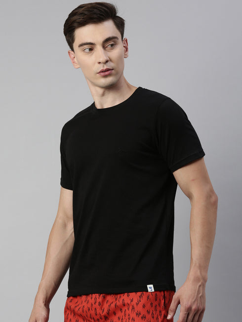 Black Solid Crew Neck T-shirt