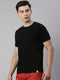Black Solid Crew Neck T-shirt