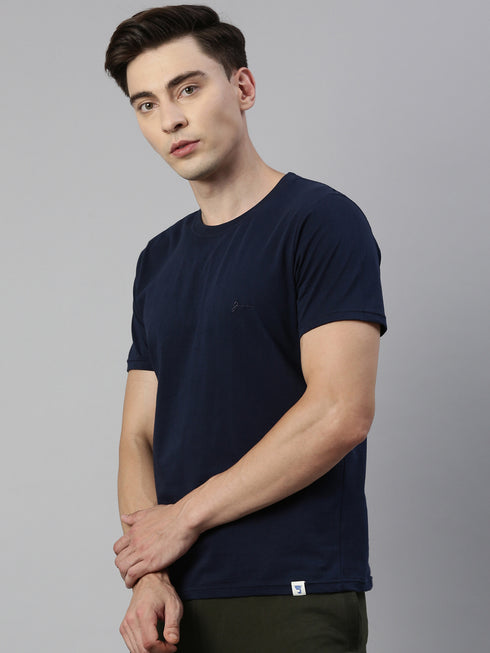 Dark Navy Blue Solid T-Shirt