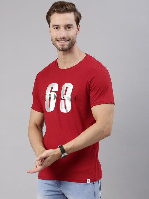 Red Printed Crew Neck Tshirt