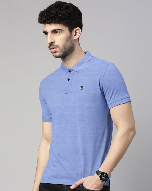 Blue Mélange Solid Polo T-shirt