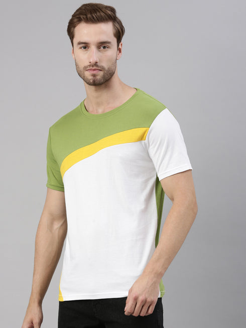 Multicolour Colourblocked Crew Neck Tshirt