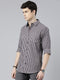 Grey Striped Full Sleeves Shirt