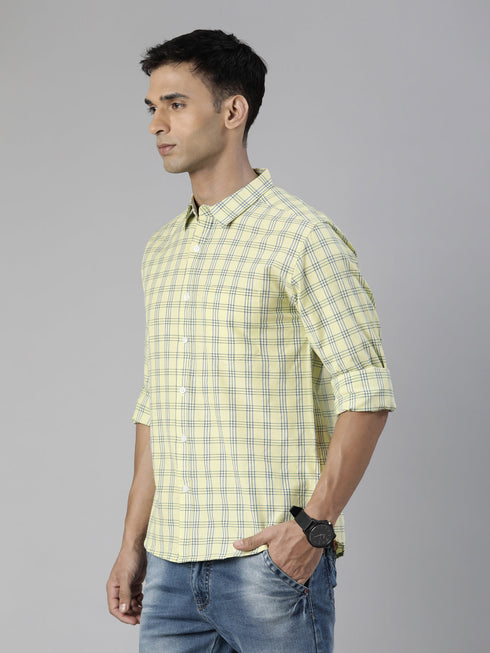 Yellow Checks Full Sleeves Shirt