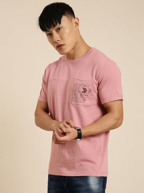 Pink Printed Crew Neck T-shirt