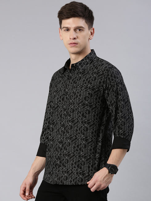Black Printed Full Sleeves Shirt