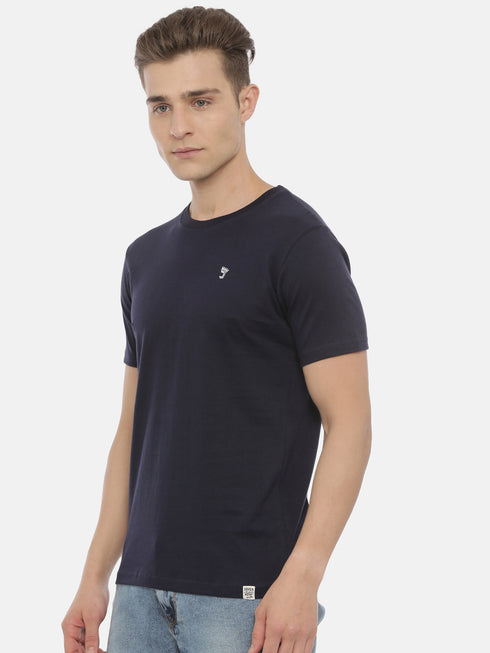 Navy Blue solid Crew Neck T-shirt