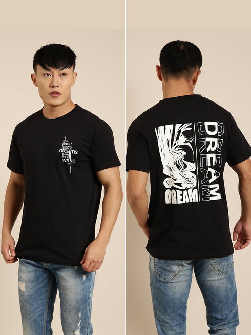 Black Printed Crew Neck T-shirt