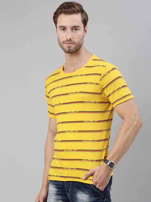 Yellow Printed Crew Neck Tshirt