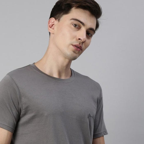 Grey Solid Crew Neck T-Shirt