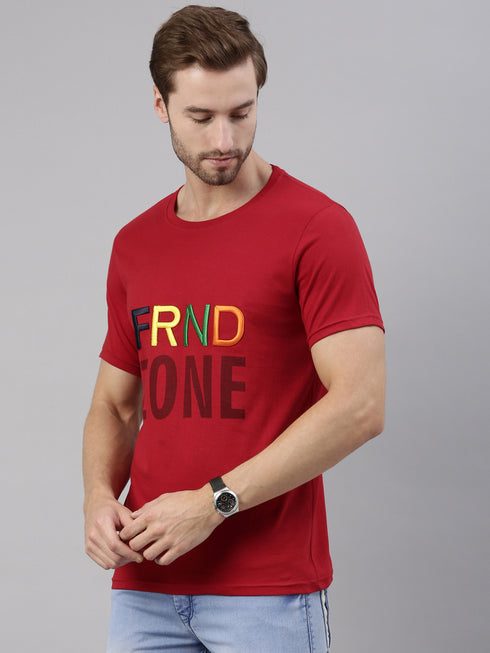 Red Printed Crew Neck Tshirt