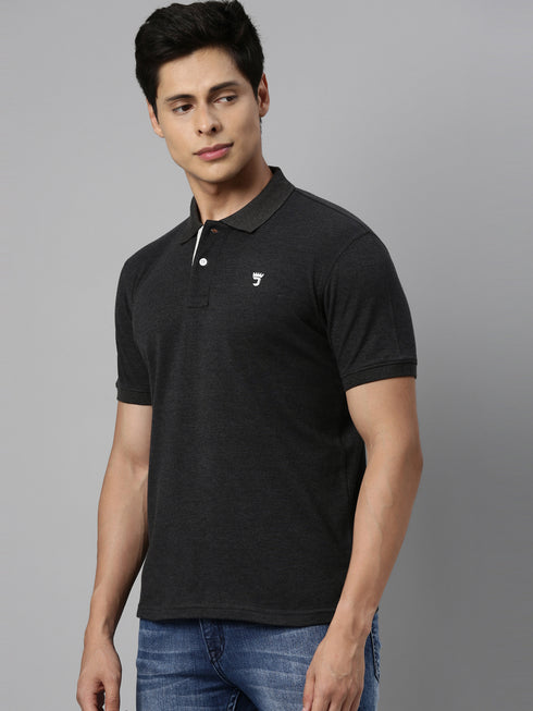 Black Solid Polo T-shirt