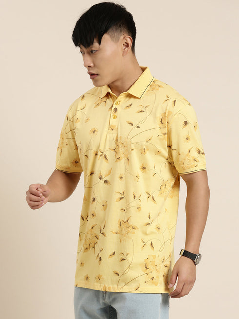 Yellow Printed Polo T-shirt