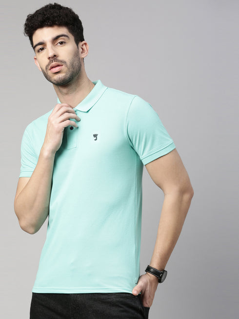 Sea Green Solid Polo Tshirt