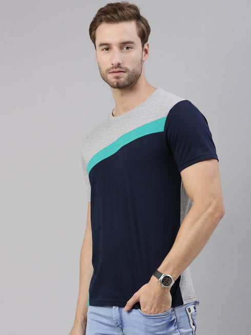Multicolour Colourblocked Crew Neck Tshirt