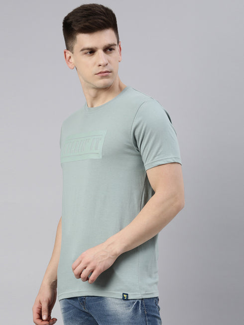 Green Printed Crew Neck Tshirt