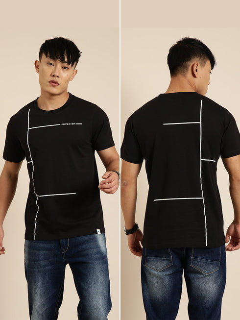 Black Printed Crew Neck T-shirt
