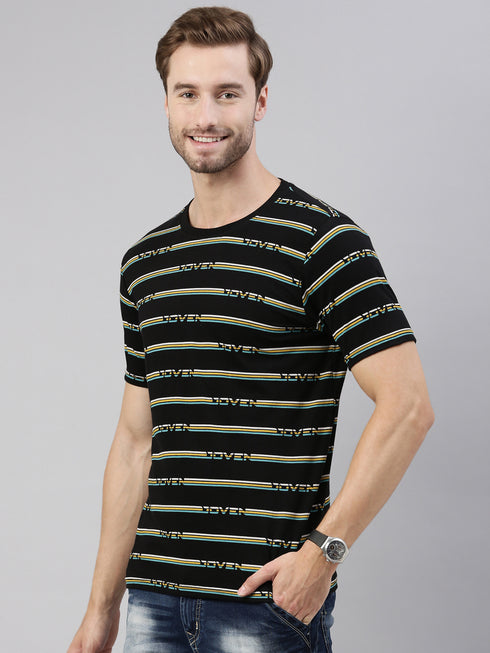 Black Printed Crew Neck Tshirt