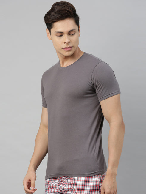 Grey solid Crew Neck T-shirt