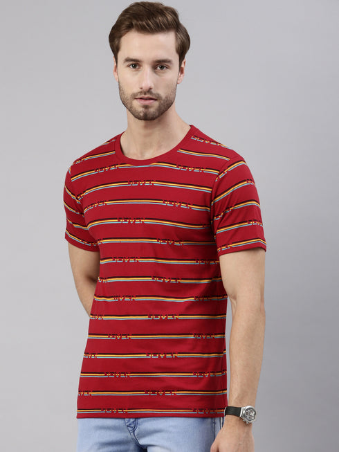 Red Printed Crew Neck Tshirt
