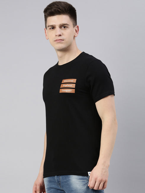 Black Printed Crew Neck Tshirt