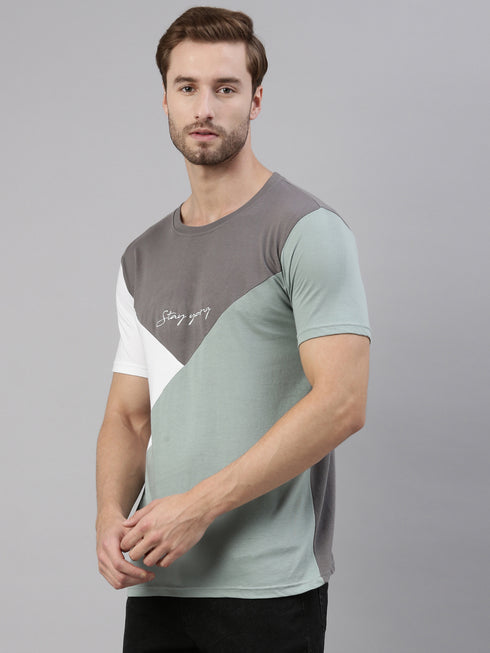 Multicolour Colourblocked Crew Neck Tshirt