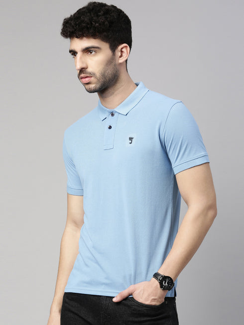 Sky Blue Solid Polo T-Shirt