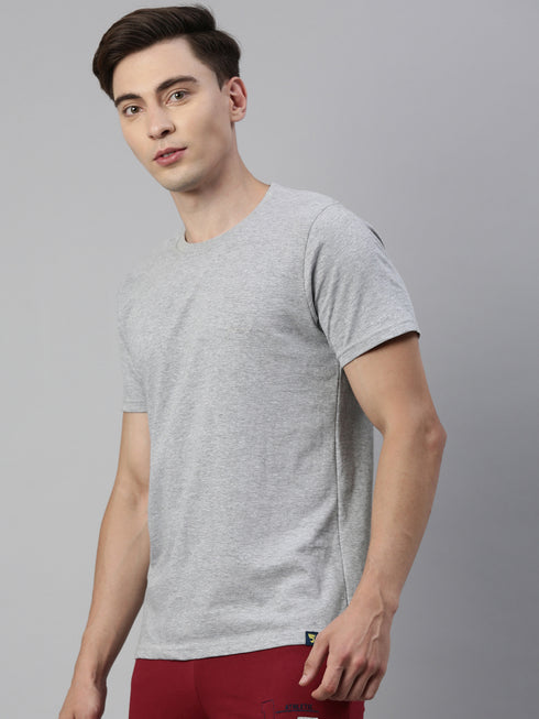 Grey Mel Solid Crew Neck T-Shirt