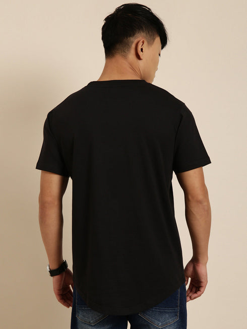 Black Solid Oversized Crew Neck T-shirt