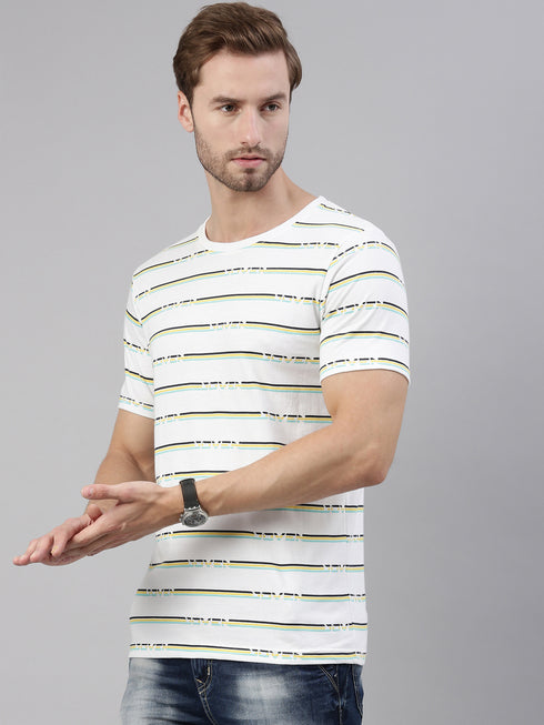 White Printed Crew Neck Tshirt
