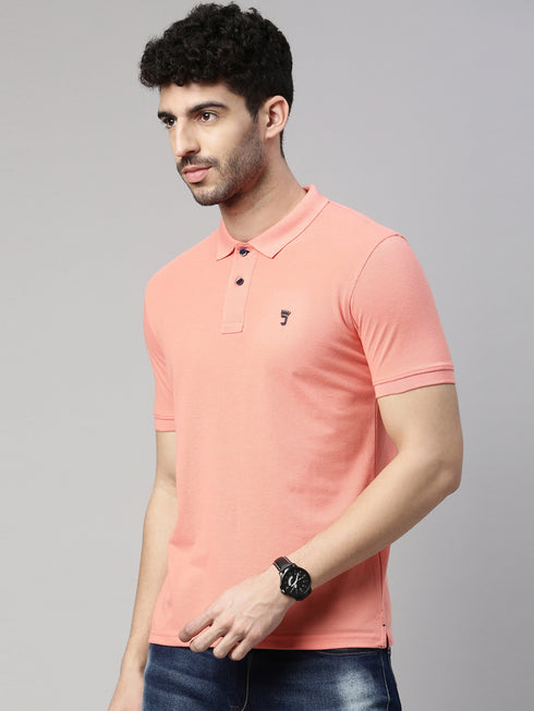 Peach Solid Polo Tshirt