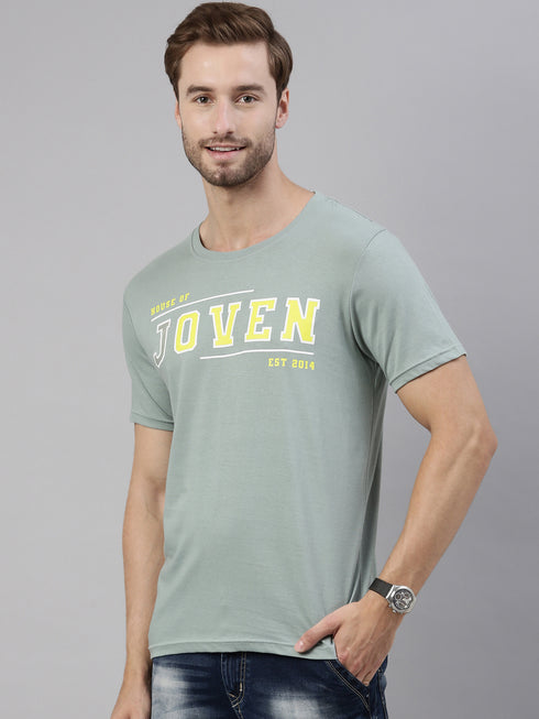 Green Printed Crew Neck Tshirt
