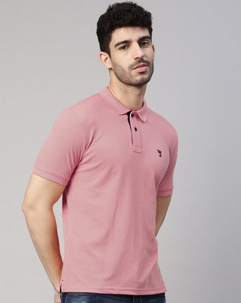 Dusty Pink Solid Polo T-shirt