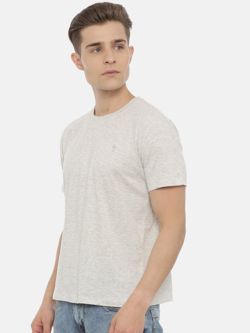Light-Grey solid Crew Neck T-shirt