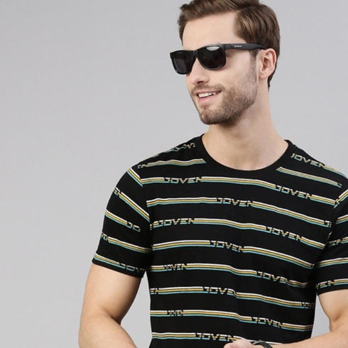 Black Printed Crew Neck Tshirt