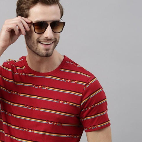 Red Printed Crew Neck Tshirt