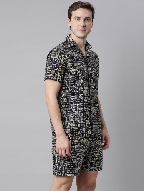 Navy Blue Printed Co-Ord Set