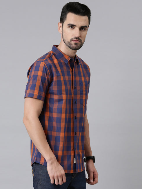 Blue Checks Short Sleeves Shirt