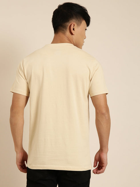 Beige Printed Crew Neck T-shirt