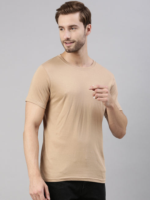 Brown Printed Crew Neck Tshirt