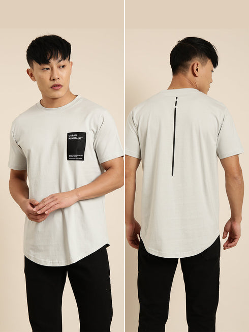 Grey Printed Crew Neck T-shirt