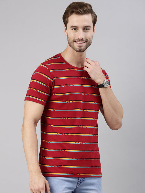 Red Printed Crew Neck Tshirt