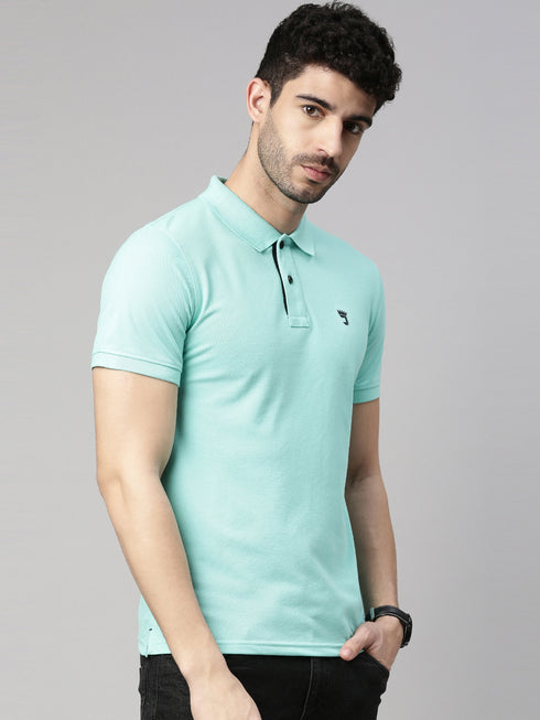 Sea Green Solid Polo Tshirt