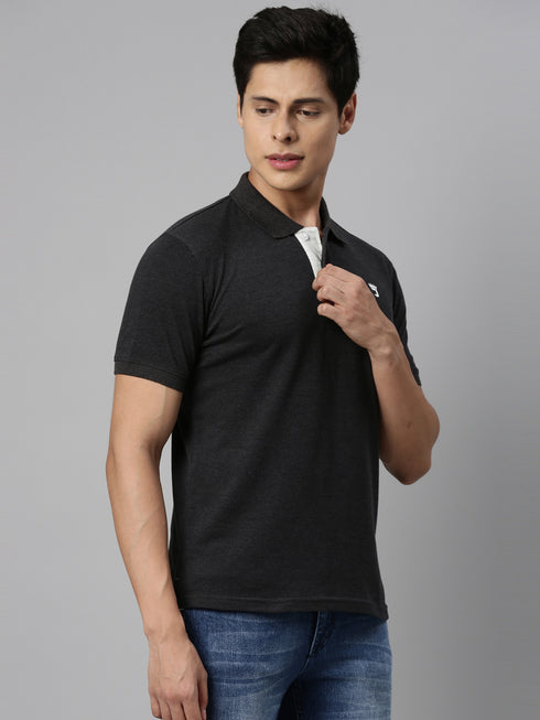 Black Solid Polo T-shirt