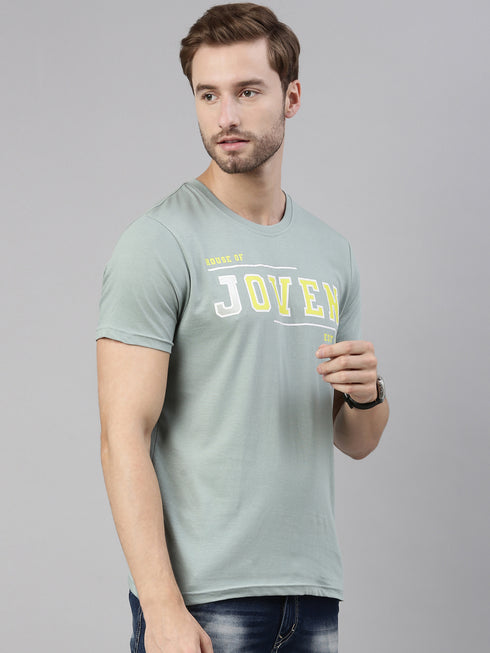 Green Printed Crew Neck Tshirt