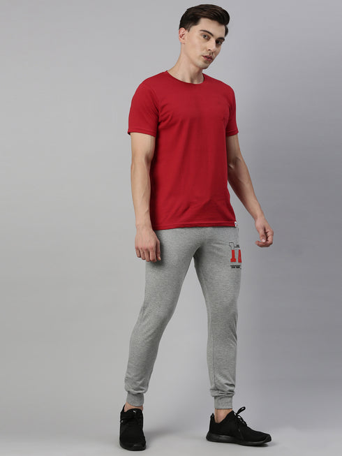 Red & Grey Solid Lounge Set