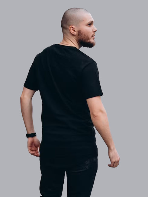 Black Solid Oversized Crew Neck T-shirt